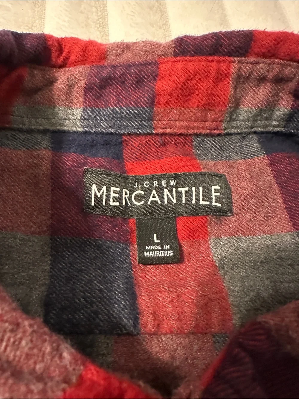 J. Crew Mercantile Red and Grey Plaid Button-Up Flannel Shirt